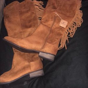 American Eagle Long Brown Fringe Boots